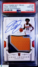 JOSH JACKSON 2017-18 NATIONAL TREASURES #/99 PATCH RC ROOKIE AUTO PSA 10 GEM GRI